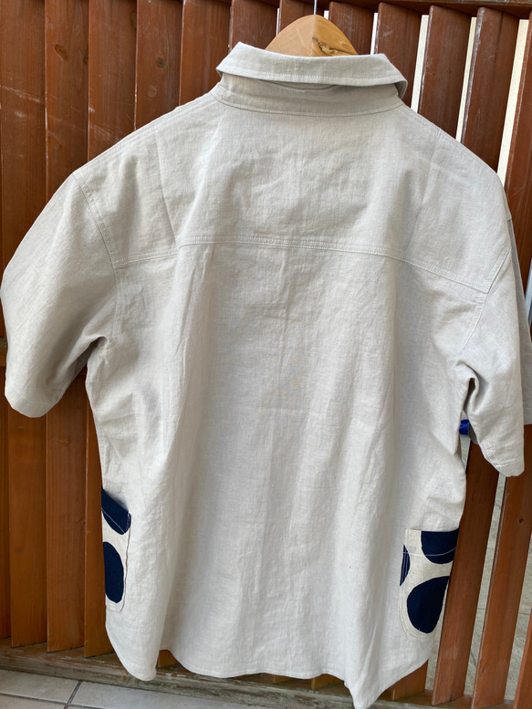 【大人】数量限定 半袖半袖プルオーバーシャツ　プチ襟/ワイドポケット/シャツカット 3枚目の画像