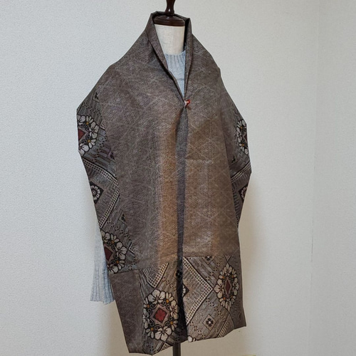 着物リメイク* 大島紬 龍郷柄 大判ロング ショール ストール