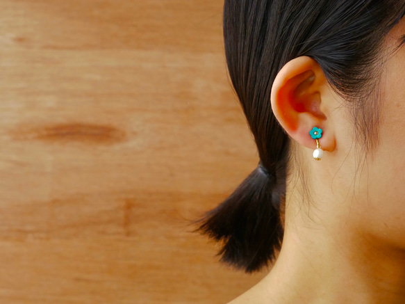 お花プチパール pierce/earring -PastelBlue- 3枚目の画像