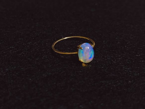 ＊エチオピアンオパール・oval ring＊silver925/18kgp 1枚目の画像