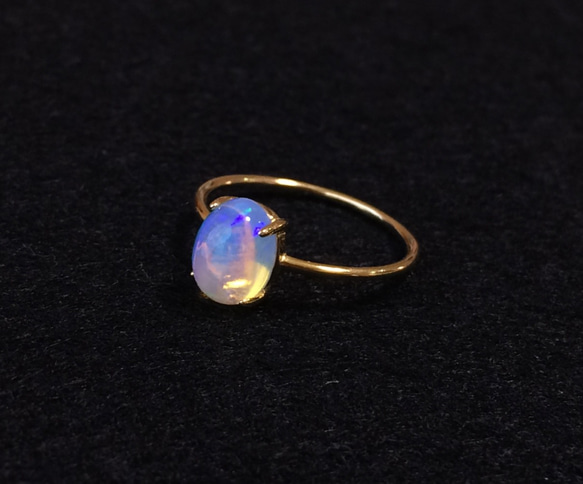 ＊エチオピアンオパール・oval ring＊silver925/18kgp 4枚目の画像