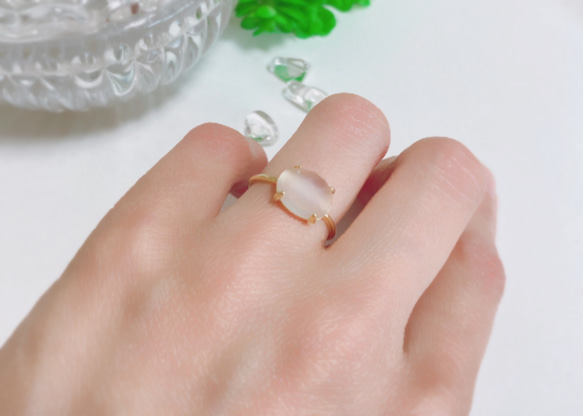 ＊ホワイトムーンストーン・B-oval ring＊ silver925/18kgp 5枚目の画像