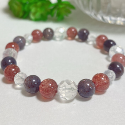☆鉱物図鑑ブレスレット☆ブラッドショットアイオライト/アフリカン