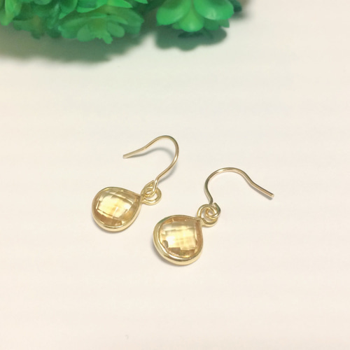 ☆シトリンのマロンカットピアス/イヤリング☆ ピアス（フック 