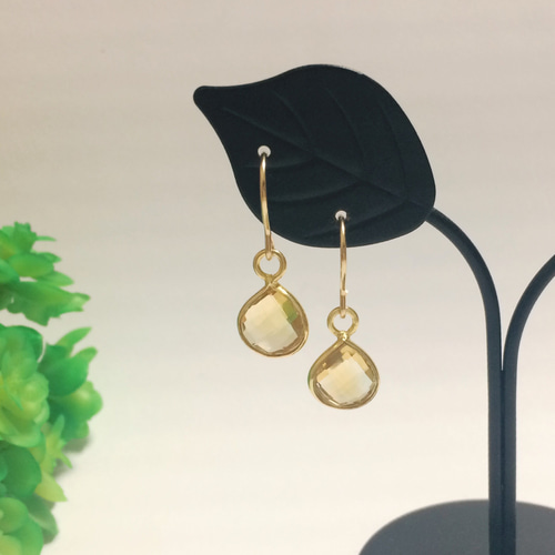 ☆シトリンのマロンカットピアス/イヤリング☆ ピアス（フック 