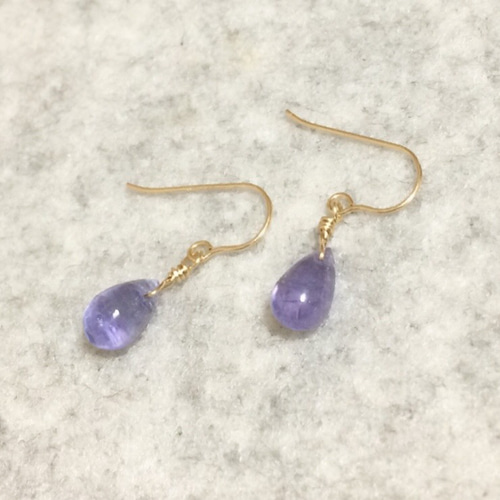 14kgf☆タンザナイト☆ドロップピアス・12月誕生石 ピアス（フック