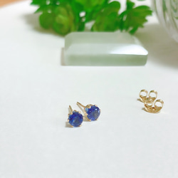 14kgf☆プチjewelピアス（6本爪）・カイヤナイト 2枚目の画像