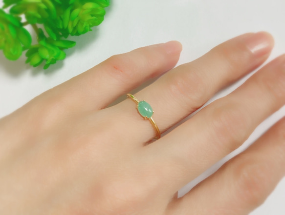 ＊ミルキーエメラルド＊petit oval ring＊ 6枚目の画像