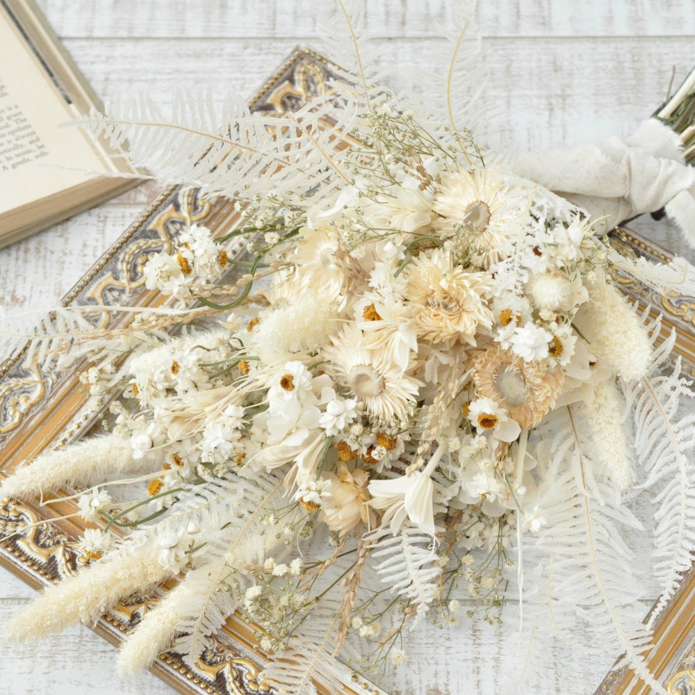 ✽オフホワイトのお花を集めたスワッグ　【swag ～off-  white～ L size】