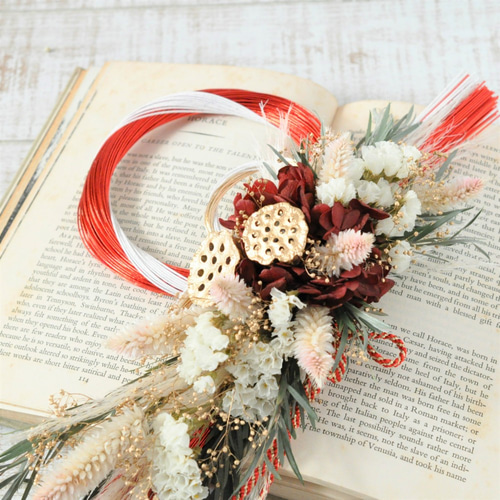 ♥♡素敵に可愛い*♡お正月飾り**♡赤♥ 艷やかな赤で新年を迎える✽紅白のお正月飾り〜glossy red〜 しめ縄