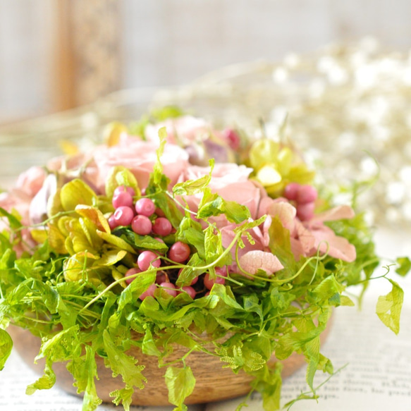 ✽母の日におすすめ✽グリーンたっぷり✽acacia bowl〜小さなローズガーデン〜 9枚目の画像