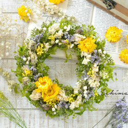 ✽母の日におすすめ✽✽自然を感じる✽ボタニカルリース✽【botanical wreath Msize ～yellow～】 1枚目の画像