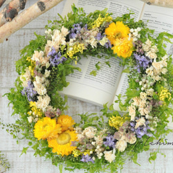 ✽自然を感じる✽ボタニカルリース【botanical wreath L ～yellow～】 2枚目の画像