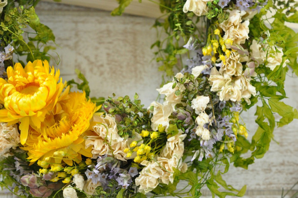 ✽自然を感じる✽ボタニカルリース【botanical wreath L ～yellow～】 6枚目の画像