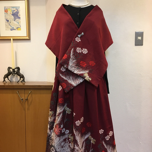 アンティーク色留袖＊百花繚乱＊ショール&ミモレ丈スカート裏地