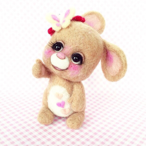 蝶々さんとうさぎちゃん♡ 羊毛フェルト 羊毛フェルト nonko 通販