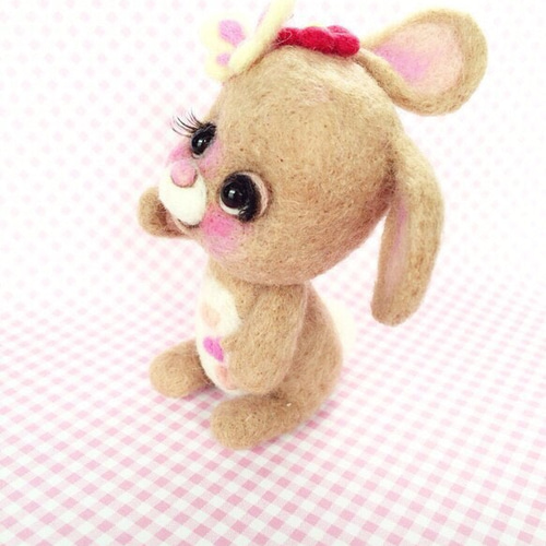 蝶々さんとうさぎちゃん♡ 羊毛フェルト 羊毛フェルト nonko 通販
