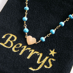 Berry's】マグネサイトターコイズチェーン ハートネックレス