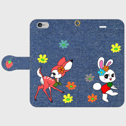 スマートフォン/アイフォンケース/昭和レトロバンビとうさぎ柄
