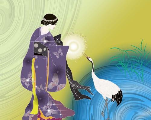 和風着物　立体美人　押し絵立体作品　大判色紙版　油絵用木製額付き 0_51bc96b3610db90d57ecedd47ca9
