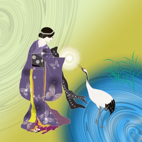 和風 着物美人 OLD&NEWの癒し画 お部屋のアクセントに飾りやすい大きさ