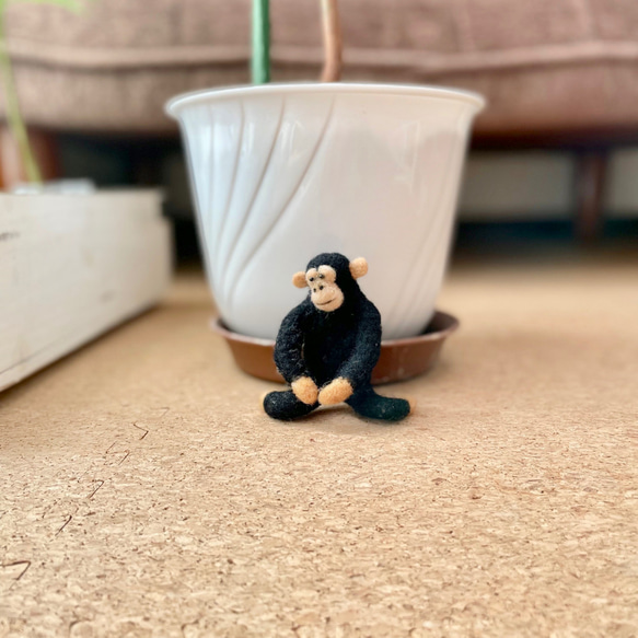羊毛フェルト　チンパンジーストラップ　夏限定 羊毛フェルトチンパンジーストラップ夏限定