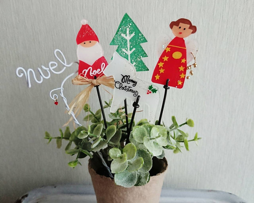 クリスマスピック ハンドメイドワイヤークラフト ガーデンピック クリスマスツリー ワイヤークラフト クリスマス ガーデンピック ミニセット その他