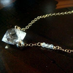 ハーキマーダイヤモンドネックレス　一粒ネックレス　14kgfネックレス 2枚目の画像