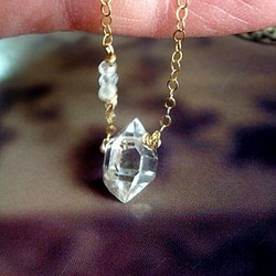 ハーキマーダイヤモンドネックレス　一粒ネックレス　14kgfネックレス 4枚目の画像