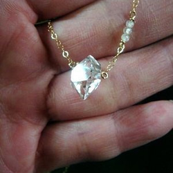 ハーキマーダイヤモンドネックレス　一粒ネックレス　14kgfネックレス 5枚目の画像