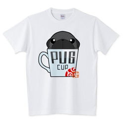 色・サイズ豊富 パグカップ（黒パグ）5.6オンスTシャツ（ぱぐ グッズ） 1枚目の画像
