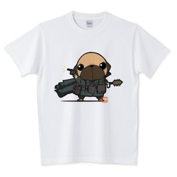 色・サイズ豊富 パグ戦士（フォーン）5.6オンスTシャツ（ぱぐ グッズ） 1枚目の画像