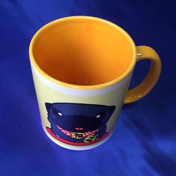 招きパグ（黒パグ） カラーマグカップ 3枚目の画像
