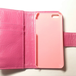 ☆受注生産☆【iPhone5/iPhone5s用カラフルレザーのリボンiPhoneケース】薄ピンク×濃ピンク 3枚目の画像