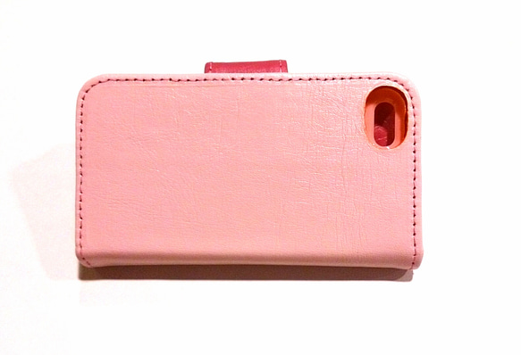 ☆受注生産☆【iPhone5/iPhone5s用カラフルレザーのリボンiPhoneケース】薄ピンク×濃ピンク 5枚目の画像