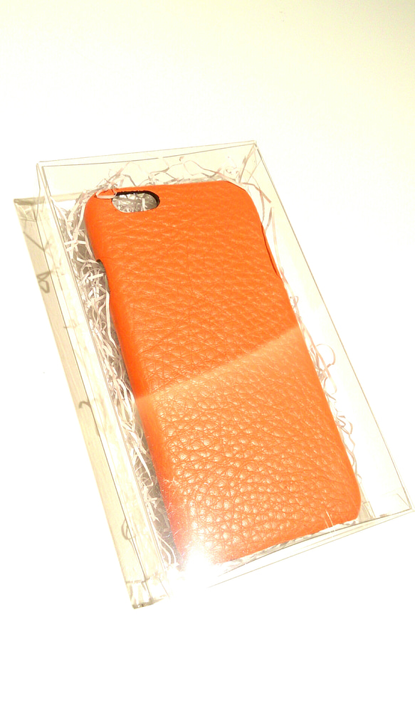 受注生産◆iPhone6用 レザースマホケース◆カラーオーダー可 ビビッドオレンジ 4枚目の画像