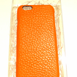 受注生産◆iPhone6用 レザースマホケース◆カラーオーダー可 ビビッドオレンジ 5枚目の画像