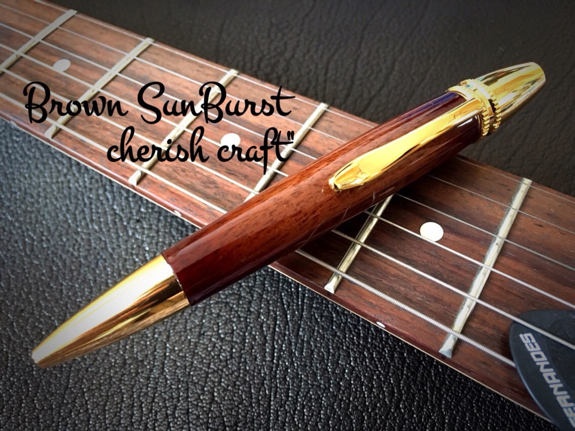 Handmadeボールペン☆ウォールナットSunBurstギター塗装☆【送料無料】