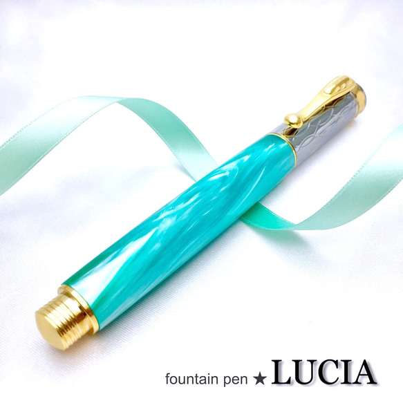 LUCIA fountain pen 万年筆 コバルトグリーン【送料無料】 4枚目の画像