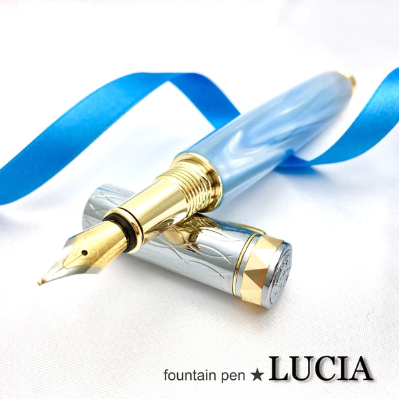 LUCIA fountain pen 万年筆 アイルブルー【送料無料】 2枚目の画像