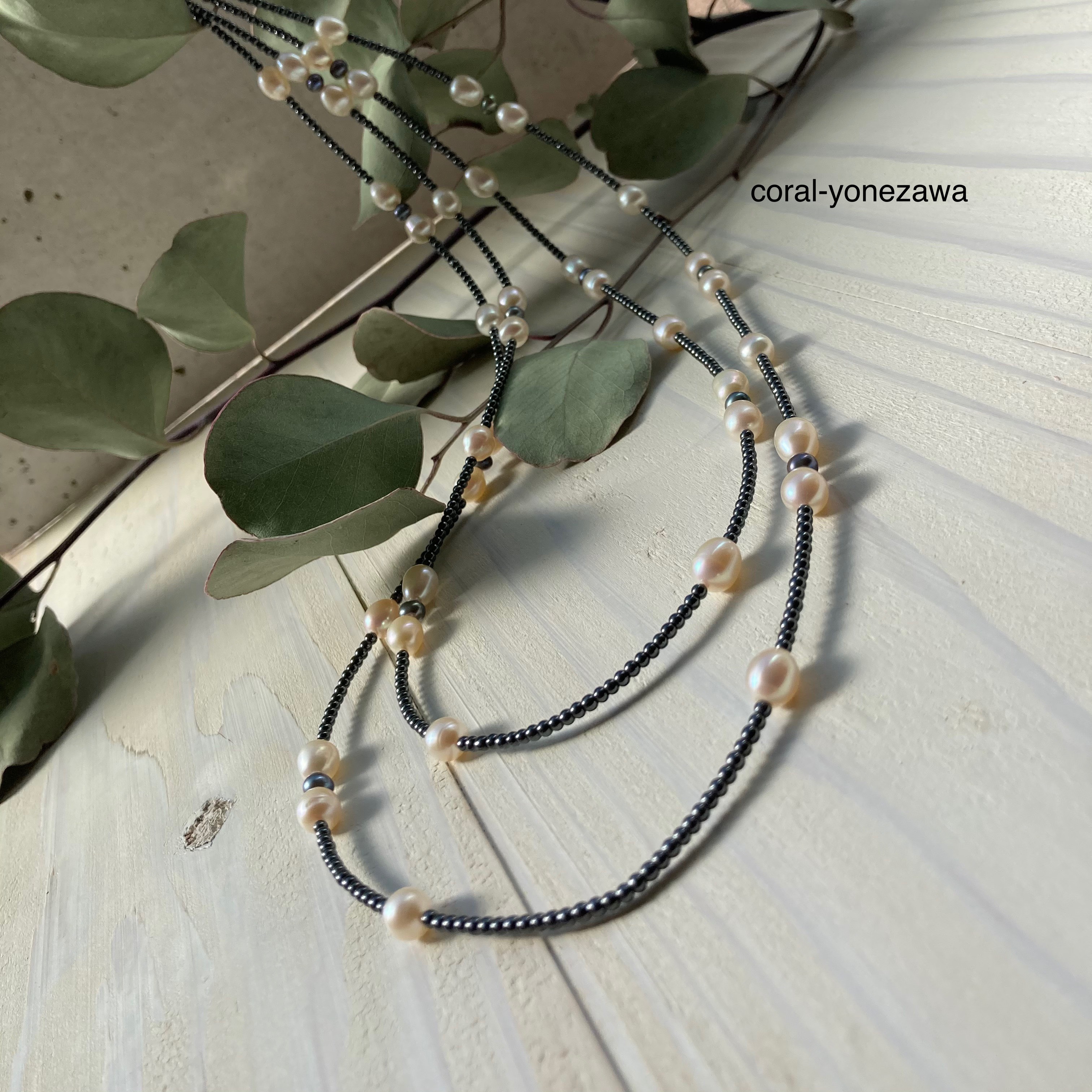 淡水パール.ヘマタイトネックレス〜日常に寄りそうMy.perlジュエリー〜