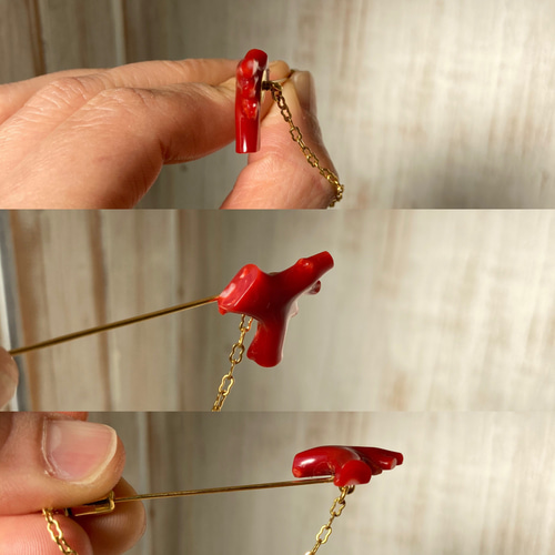 赤枝珊瑚のピンブローチ.〜パキッとエネルギッシュな赤色〜 徽章