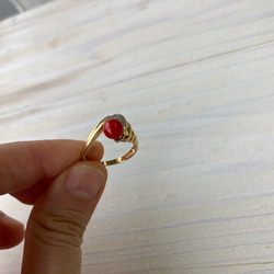 赤珊瑚指輪k18.pt.サービスリング.サイズ12.5号 8枚目の画像