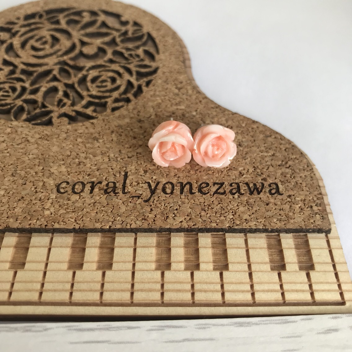 rose.サンゴピアス〜K14WG〜