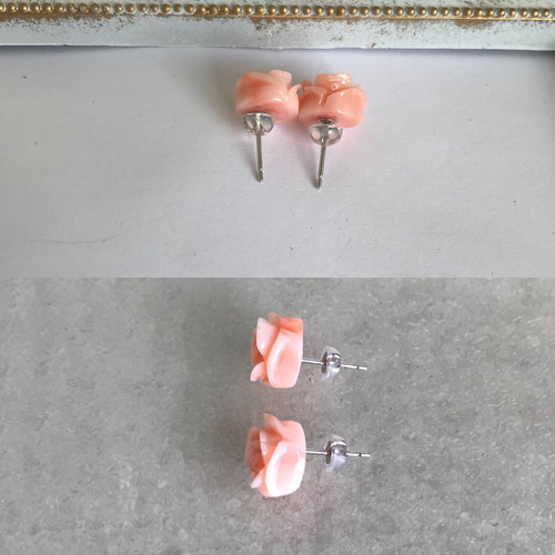 グランド牧場 セレクトセール rose.サンゴピアス〜K14WG〜 ピアス（スタッド・一粒 アクセサリー