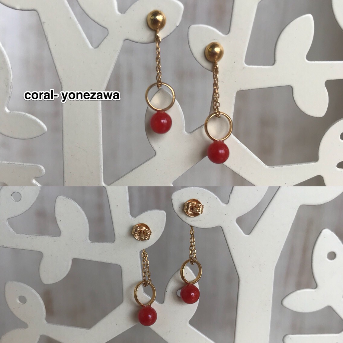 k18 ゆら〜り赤珊瑚ピアス