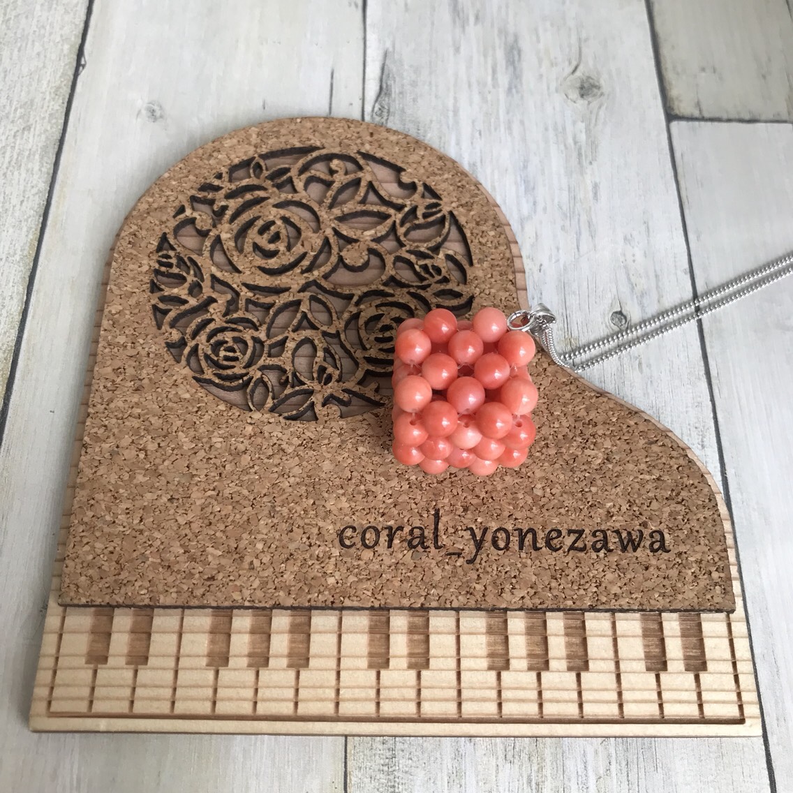 四角coralペンダント【トップシルバー】