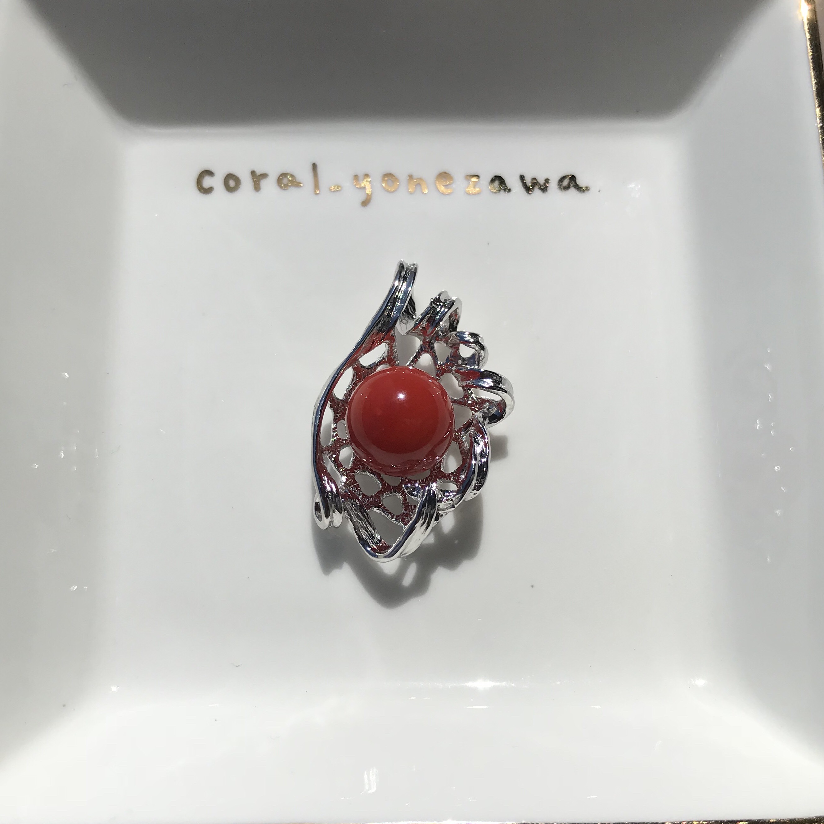 赤珊瑚ペンダント！！ シルバースライドチェーン付き☆