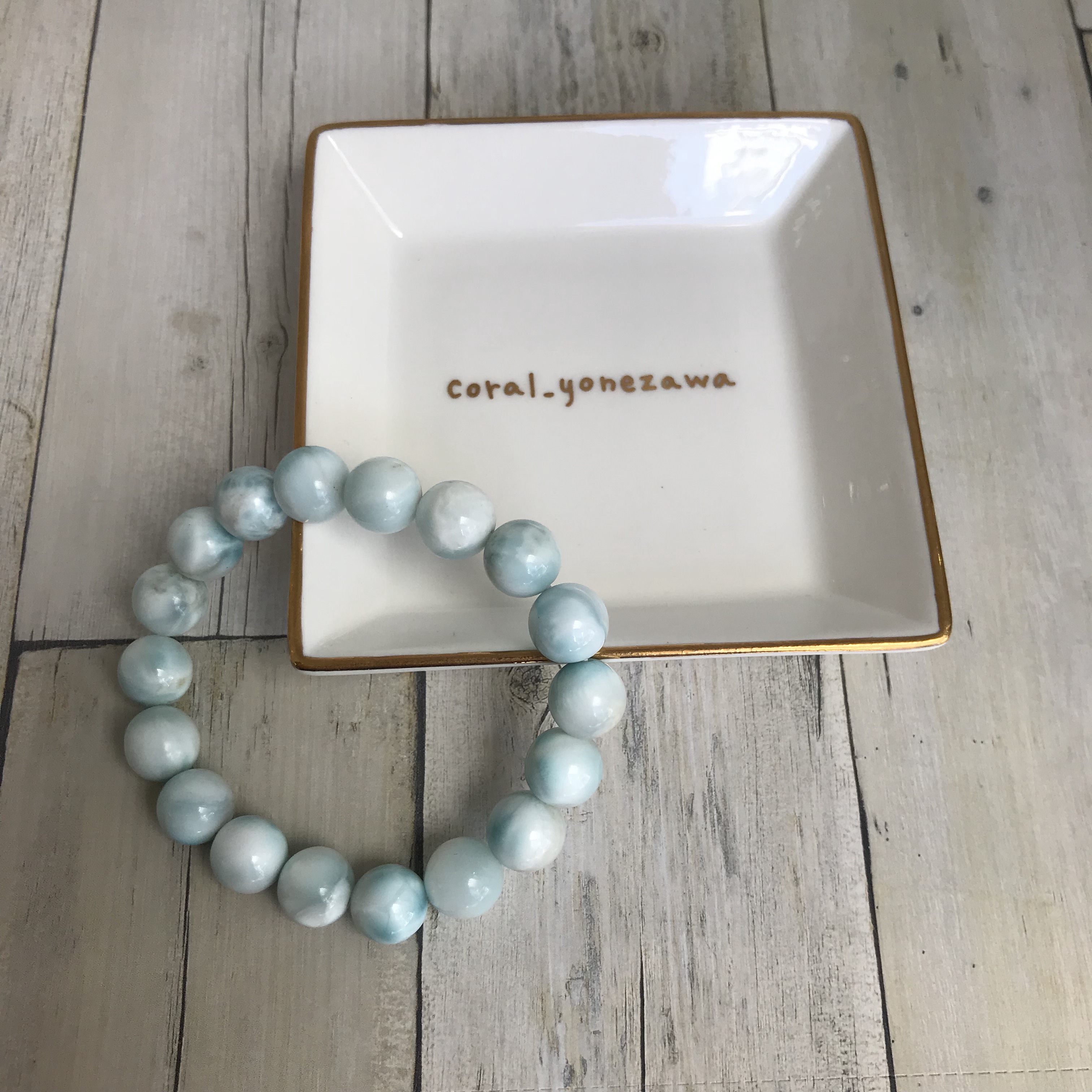 ラリマーブレスレット☆☆ ブルー&ホワイト☆☆