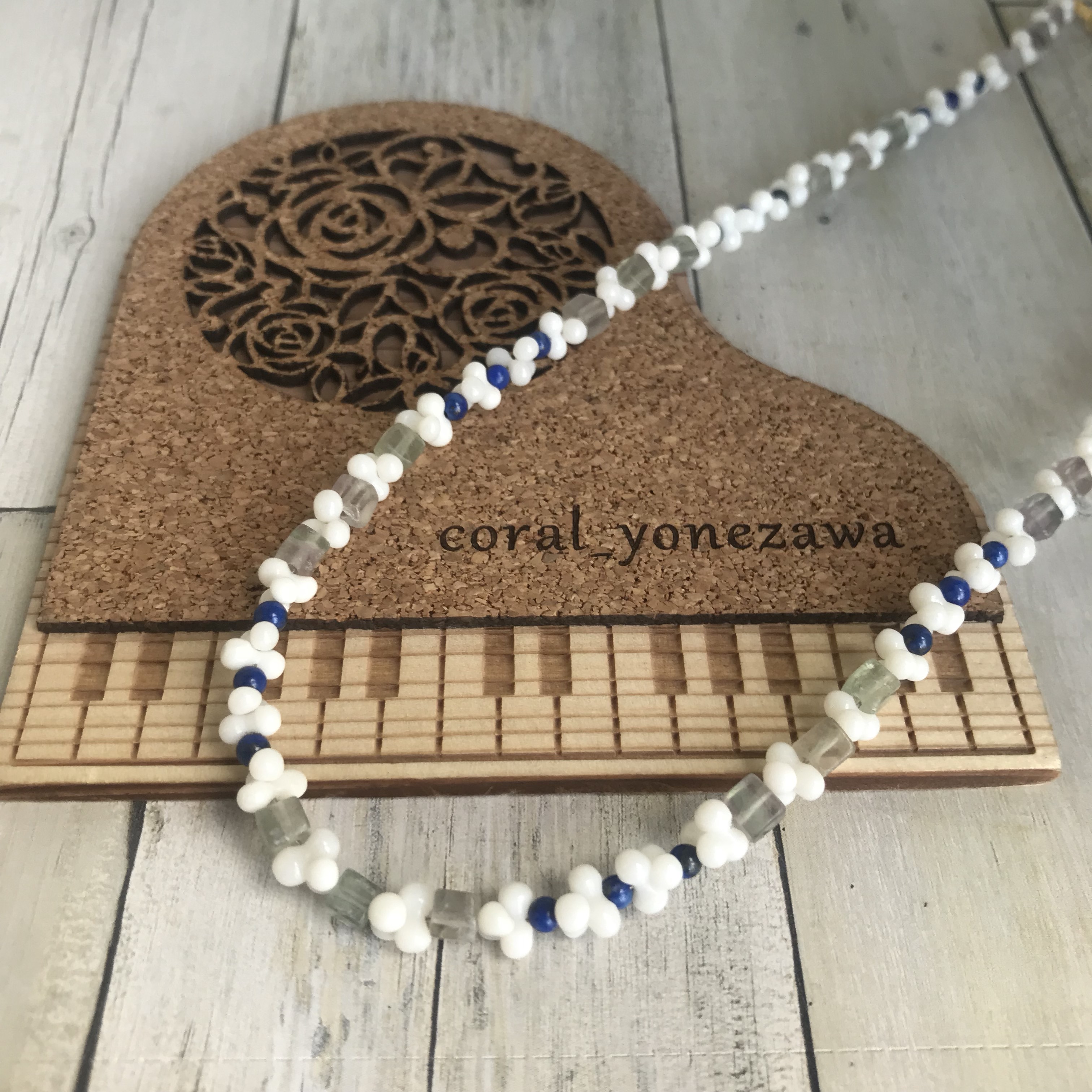 白珊瑚ネックレス「ラピス. フローライト.k18」